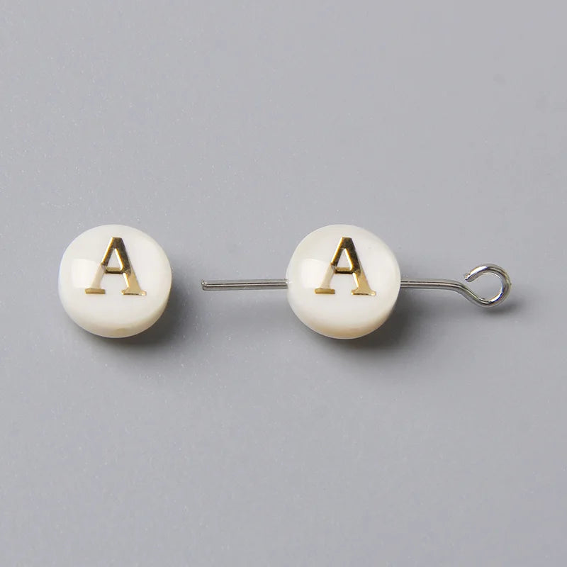 8MM Shell Beads with Letter Charms for Jewelry Making - DIY Earring & Bracelet Supplies