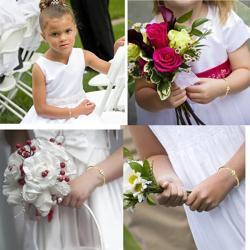Personalized Kids Initial Bracelets - Tiny Letter Custom Bangles for Babies, Multiple Metal Colors