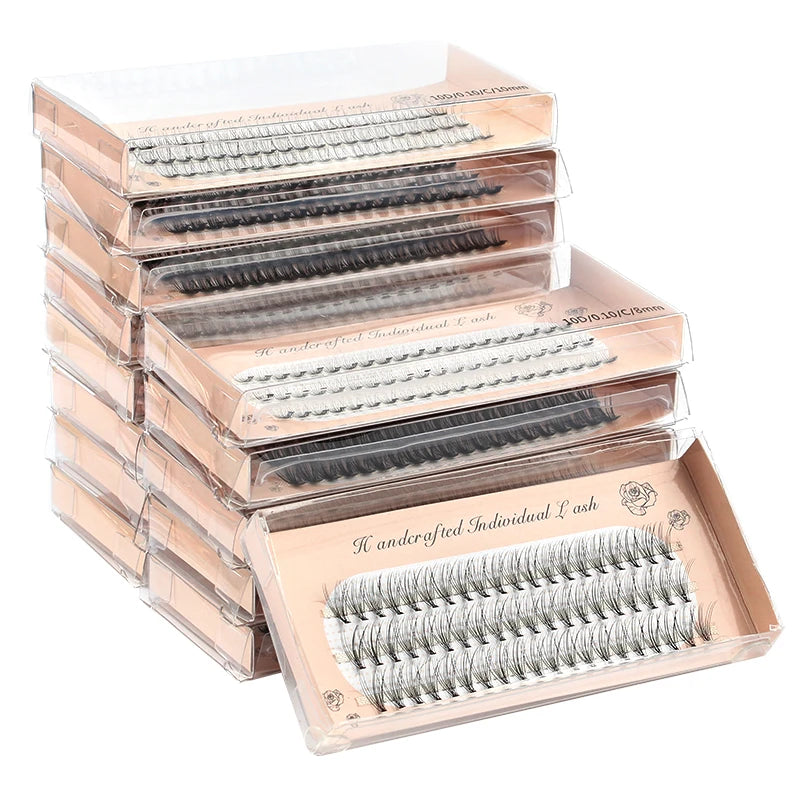False Eyelash Extension Lashes Set - Multiple Lengths & Colors, Natural & Light 0.1mm Thickness
