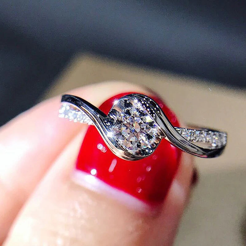 Silver Color Ring with Cubic Zirconia for Women - Versatile Fashion Jewelry