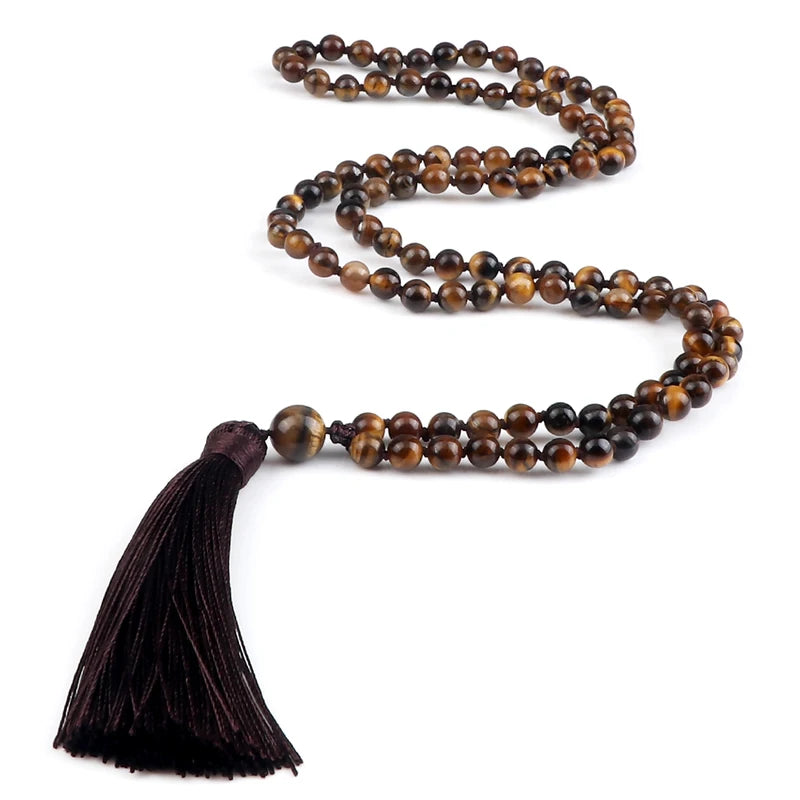 Beaded Mala Necklace with Tassel for Meditation Yoga Bohemian Jewelry Women