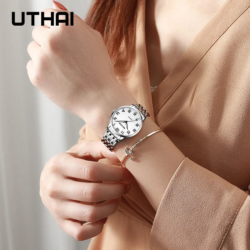 Large Dial Waterproof Elderly Watch 41mm Quartz Wristwatch for Men