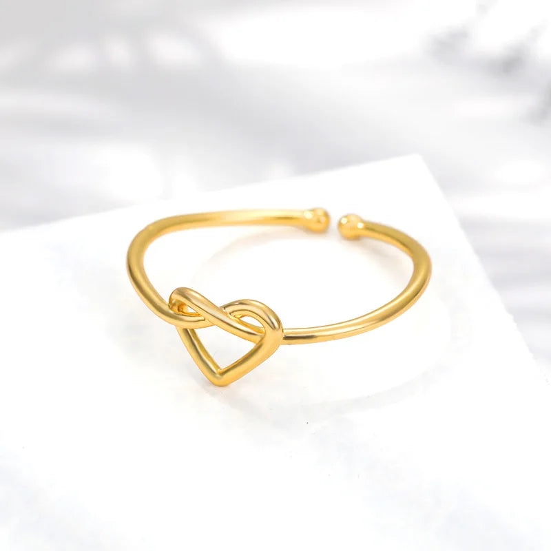 Stainless Steel Heart Rings for Women Couple Wedding Jewelry - Gold, Silver, Rose Red