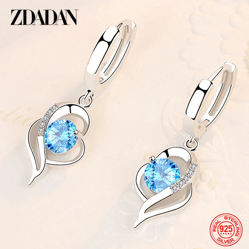 Sterling Silver Crystal Zircon Earring for Women - Fashion Jewelry