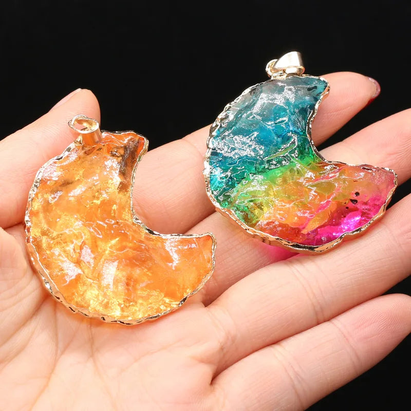 Natural Rainbow Quartz Crystal Pendant for Jewelry Making - Irregular Chakra Stone Charm