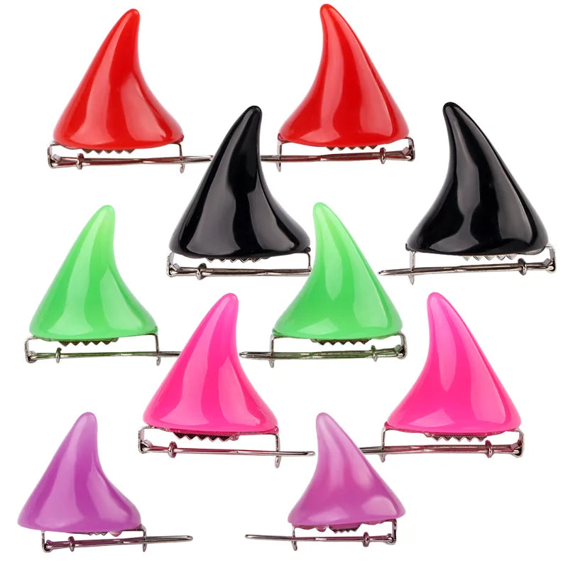 Colorful Devil Horns Hairpins - Halloween Cosplay Costume Accessories for Women & Girls