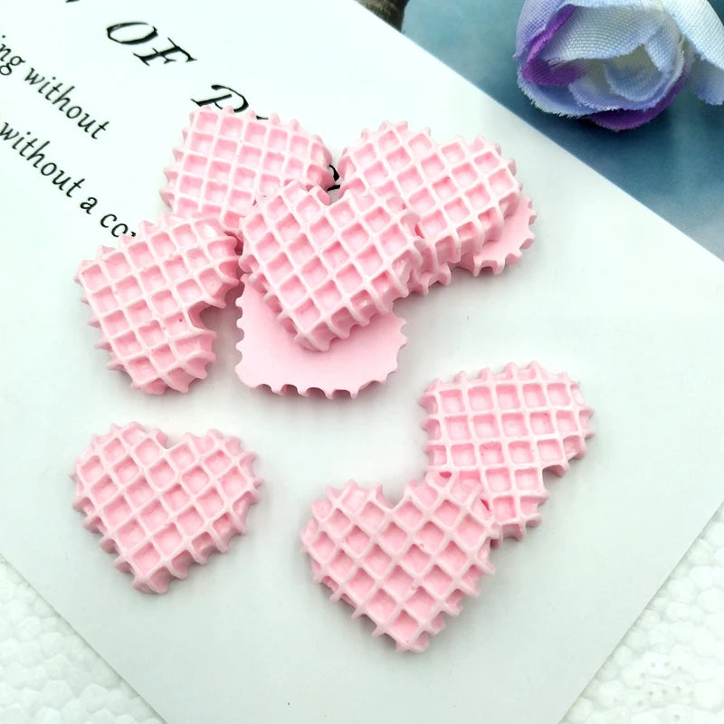 10pcs Heart-Shaped Resin Food Embellishments for Scrapbooking & Crafting