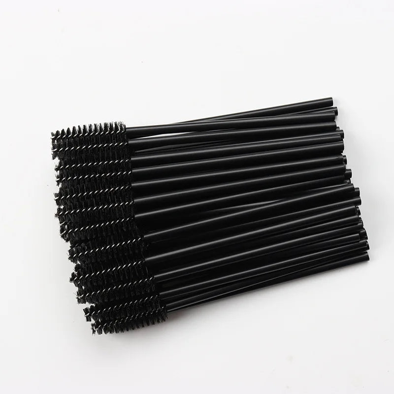 Disposable Makeup Brush Set 50Pcs Crystal Handle Eyelash & Eyebrow Applicators