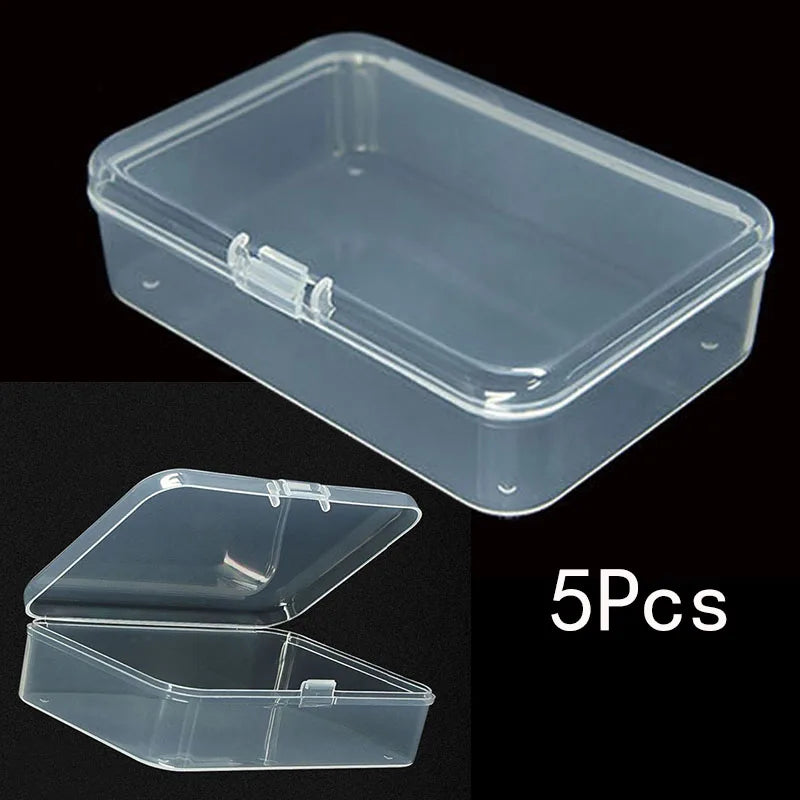 5 Pack Transparent Plastic Jewelry Storage Boxes for Small Items