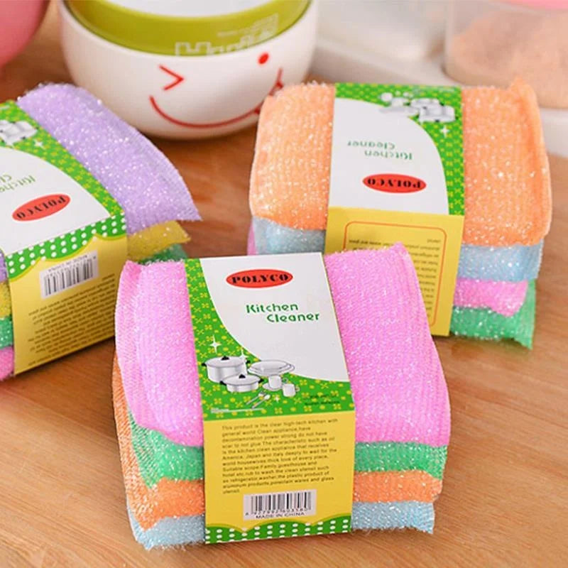 4/8pcs Kitchen Cleaning Sponges with Anti-Microbial Coating - Household Dish Scrubbers