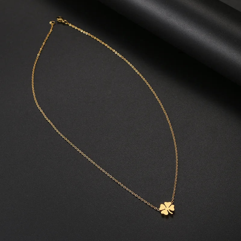Men's & Women's Four Leaf Clover Stainless Steel Necklace - Classic Fashion Pendant