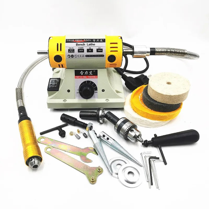 DIY Jewelry Polishing Machine 350W Bench Lathe with Flexible Shaft 110V/220V