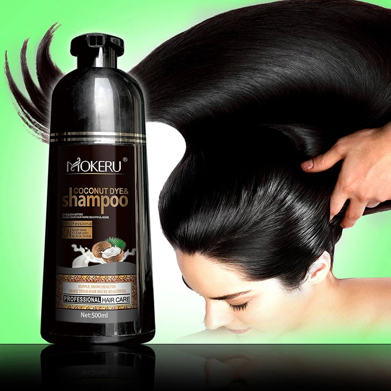 Black Hair Shampoo - Organic Permanent Hair Dye for Men and Women, 5-Minute Quick Dye