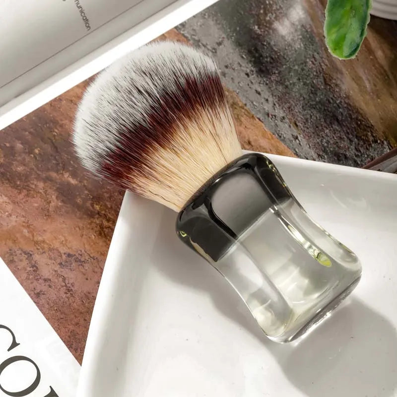 Synthetic Hair Shaving Brush with Clear Handle - Men Wet Shaving Accessory