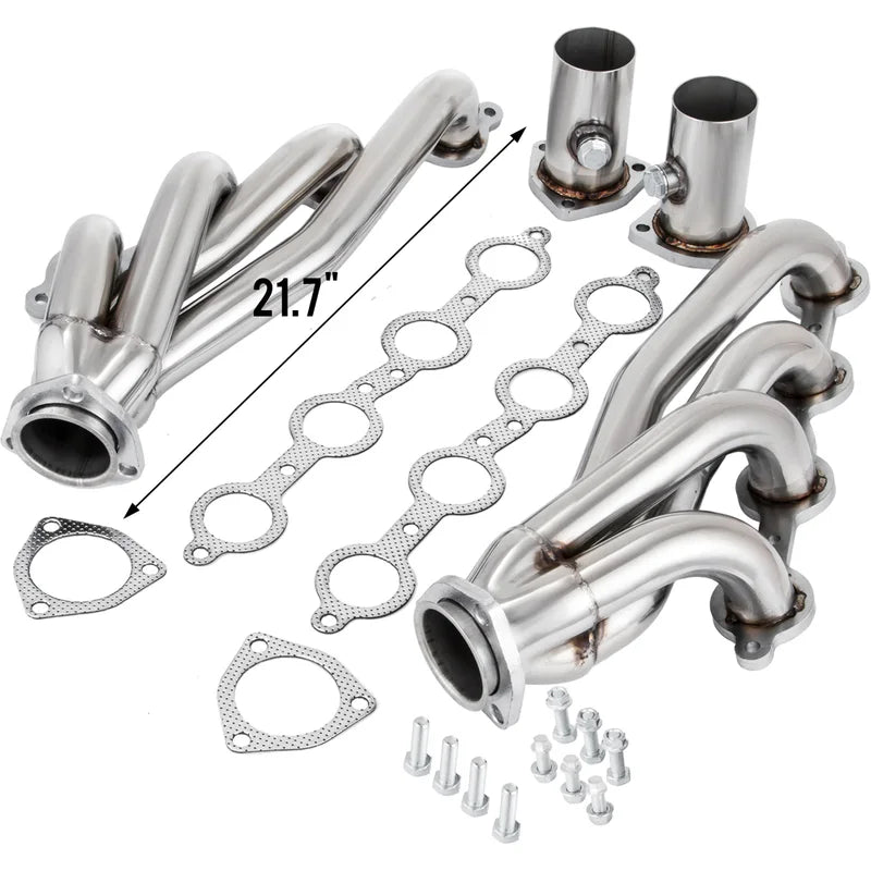 Exhaust Header Swap Kit for Chevrolet GMC LS Engine Trucks - Long Tube Manifold Set with Gasket