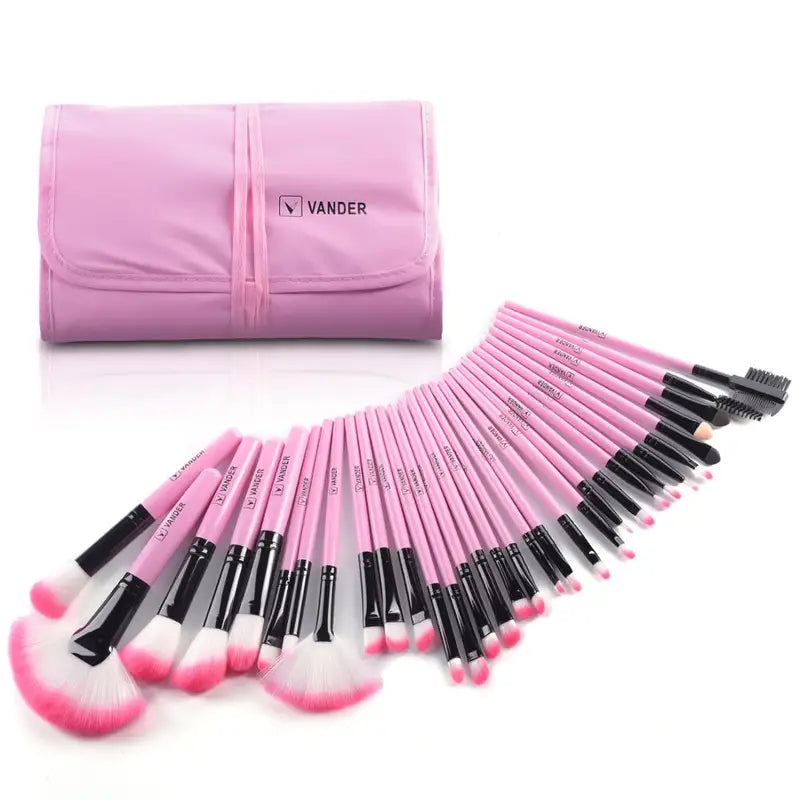 Professional 32 Pcs Makeup Brush Set - Hypoallergenic, Multi-Color Handles