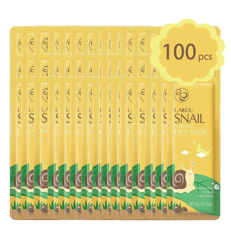 Moisturizing Sleeping Mask Set - Sakura Snail Seaweed Centella Nourishing & Oil-Control Skin Care, 100 pcs