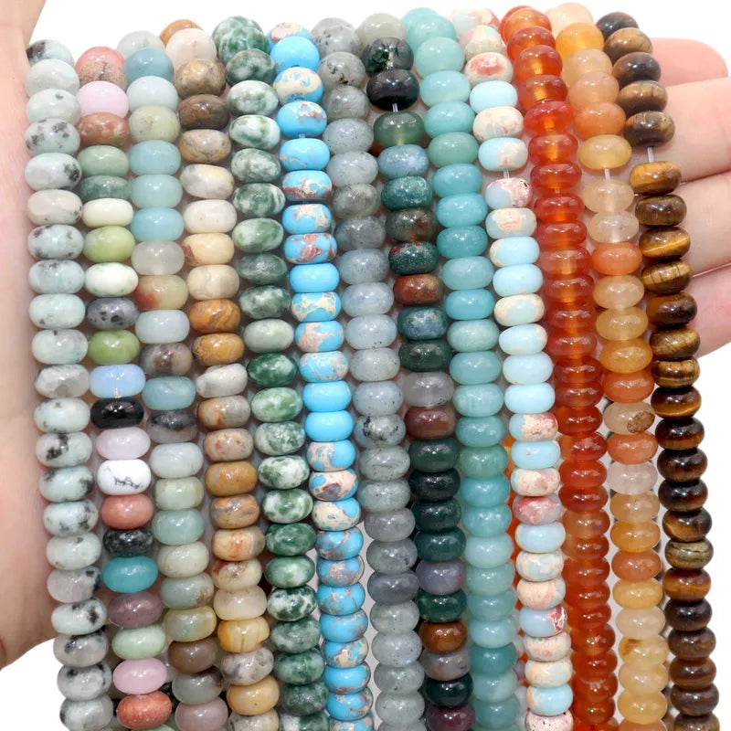 Natural Stone Spacer Beads 6-8mm for Jewelry Making DIY Bracelets and Accessories