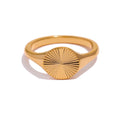 Golden Geometric Stainless Steel Ring for Women - Statement Jewelry, Multiple Sizes
