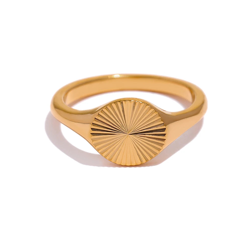 Golden Geometric Stainless Steel Ring for Women - Statement Jewelry, Multiple Sizes