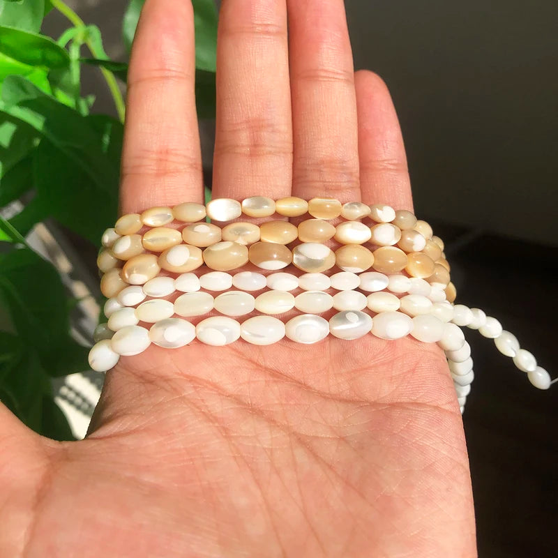 Mother of Pearl Mop Shell Beads Rice Shape Spacer Beads for Jewelry Making