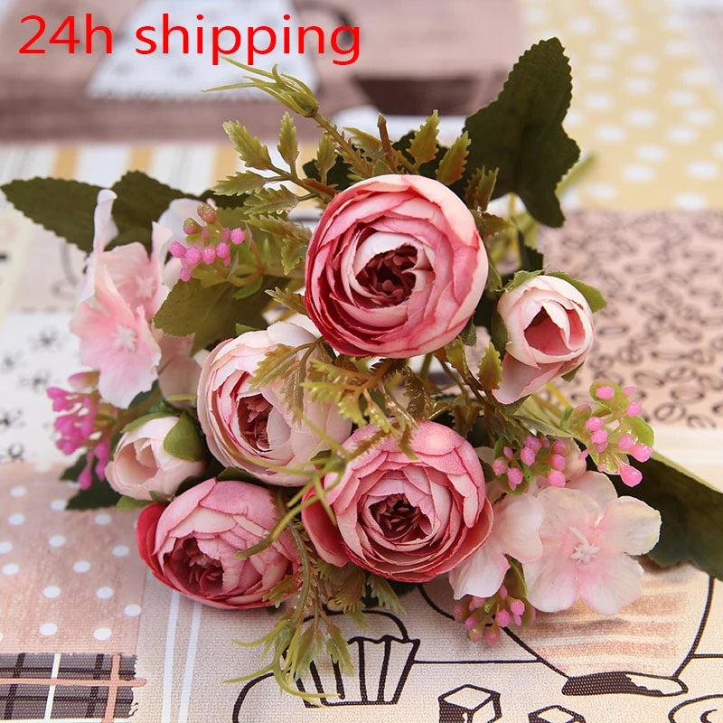 Artificial Silk Flower Decor Set with Gerbera Daisy and Rose for Wedding & Home