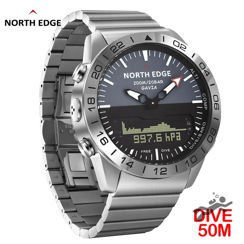 Mens Dive Watch Waterproof 200M Digital Compass Altimeter Barometer Sport Watch