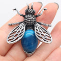 Women Bee-Shaped Brooch Pendant Natural Stone Jewelry Making Accessory