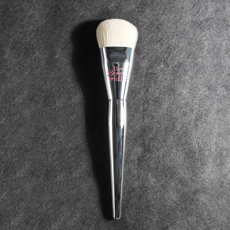 Professional Liquid Foundation Makeup Brush with Silver Chrome Finish - Dense Synthetic Bristles