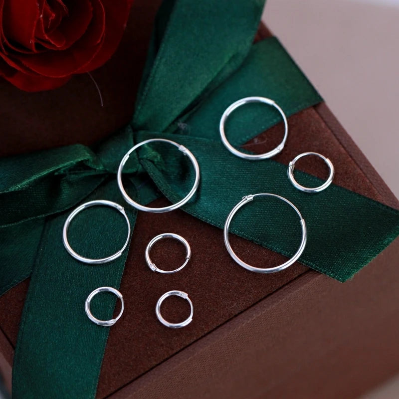2mm Thin Silver Color Small Hoop Earrings Stainless Steel Anti-Allergic Ear Jewelry