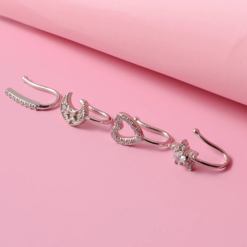 Surgical Steel Nose Ring Hoop C-Shaped Septum Fake Piercing Jewelry for Women