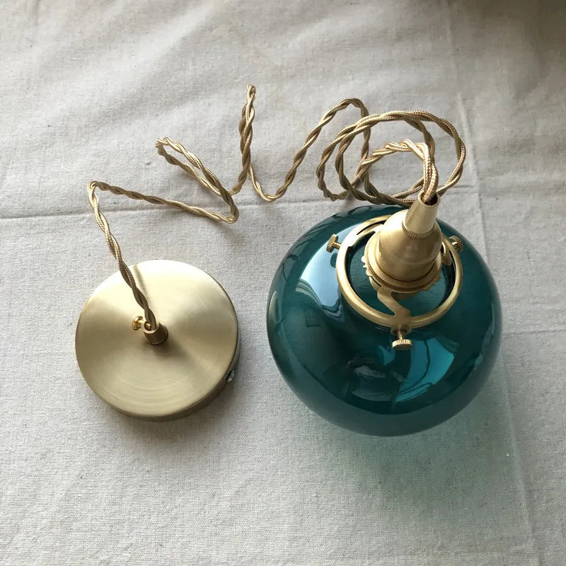 Nordic Glass Ball Pendant Light - Modern Japanese Style LED Fixture for Bedroom & Living Room