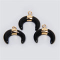 Natural Moon Horn Shaped Semi-Precious Stone Pendants for Jewelry Making - 3pcs