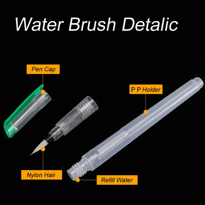 Portable Watercolor Brush Pens Set - 6 Soft Watercolor Paint Brushes for Beginners