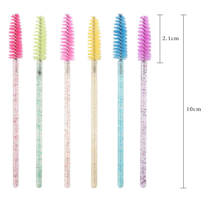 Disposable Micro Glitter Eyelash Mascara Wands Set - 50 Pcs Makeup Tools
