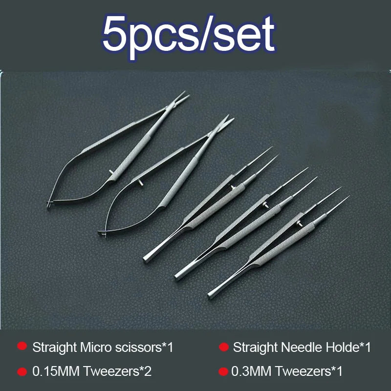 4-Piece Microsurgical Instrument Set - Stainless Steel Ophthalmic Surgery Tools