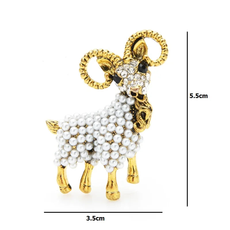 Vintage Pearl Sheep Brooch Pin Animal Jewelry for Women Men Wedding Party Gift