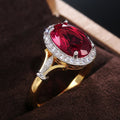 Oval Rose Red Cubic Zirconia Women’s Statement Ring - Luxury Jewelry Gift