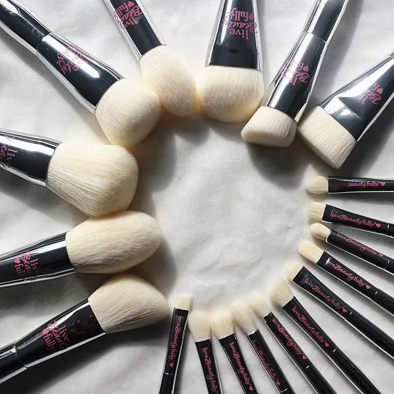 High-Quality Full-Size Makeup Brush Set with Synthetic Hair & Acrylic Handles