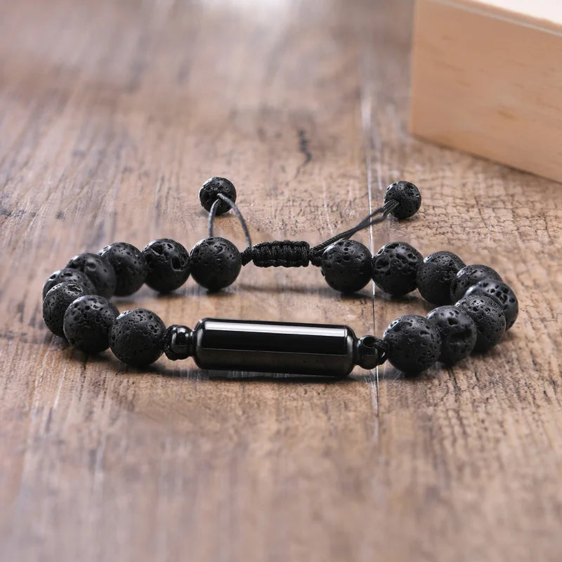 Men Urn Bracelet Beaded Cremation Jewelry for Ashes Adjustable Memorial Accessory