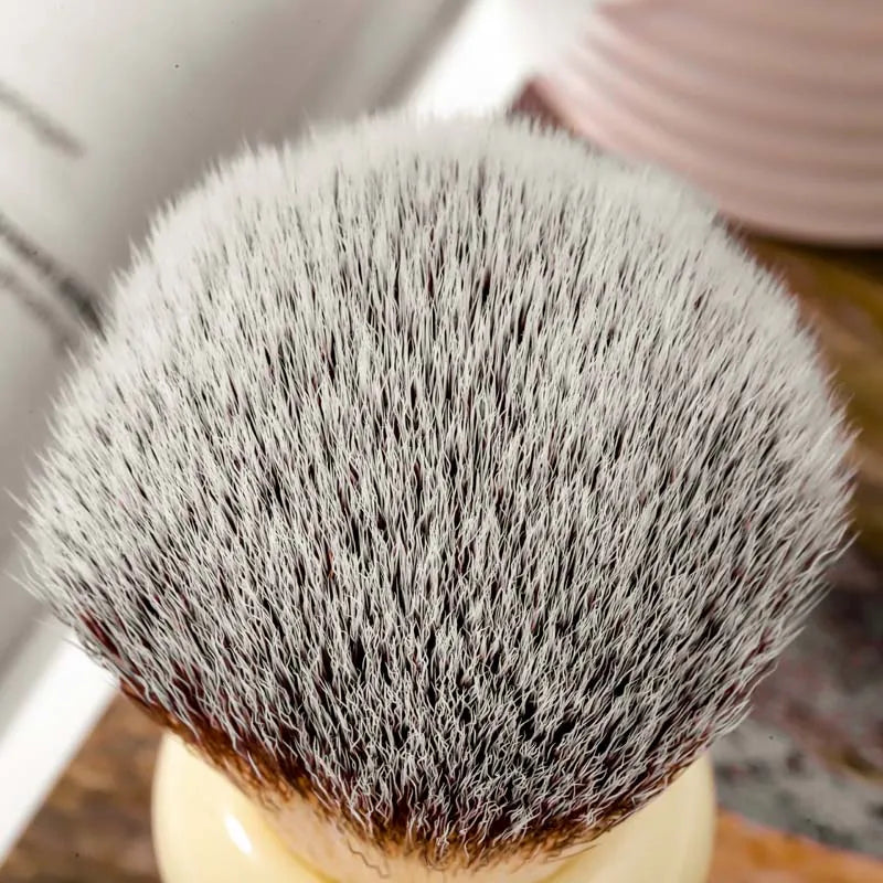 Men's Wet Shaving Brush with Synthetic Hair & Resin Handle - Green Obsidian