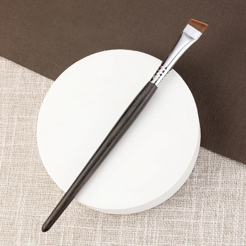 Large Angled Eyebrow Makeup Brush - Synthetic Fiber, Wooden Handle