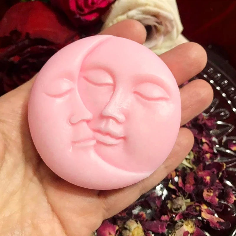 Silicone Moon Shaped Soap Mold for Handmade Candles Jewelry Crafts - Face Style