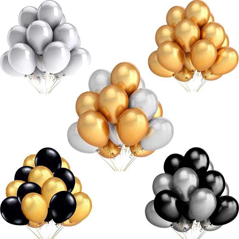 Colorful Latex Balloons Set for Weddings & Parties - Glossy 10/12/20 pcs