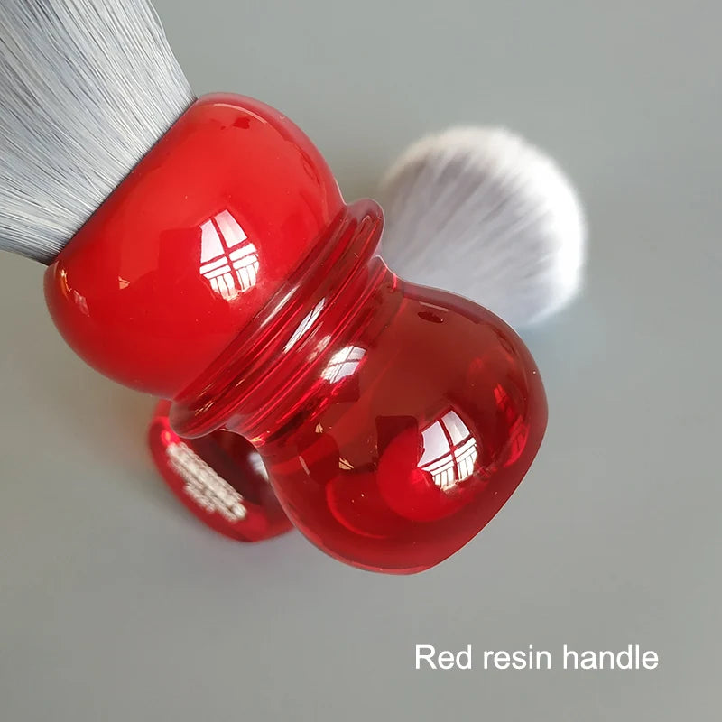 Gentle Hair Shaving Brush with Red Resin Handle & Synthetic Gray Hair for Men
