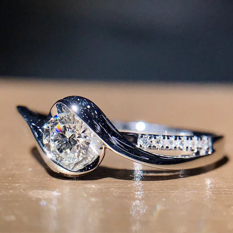 Silver Color Ring with Cubic Zirconia for Women - Versatile Fashion Jewelry