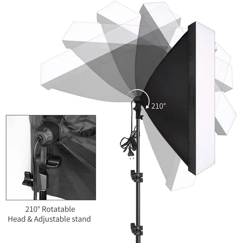 50x70cm Photography Soft Box Kit with Tripod and E27 Lamp Holder for Studio Lighting
