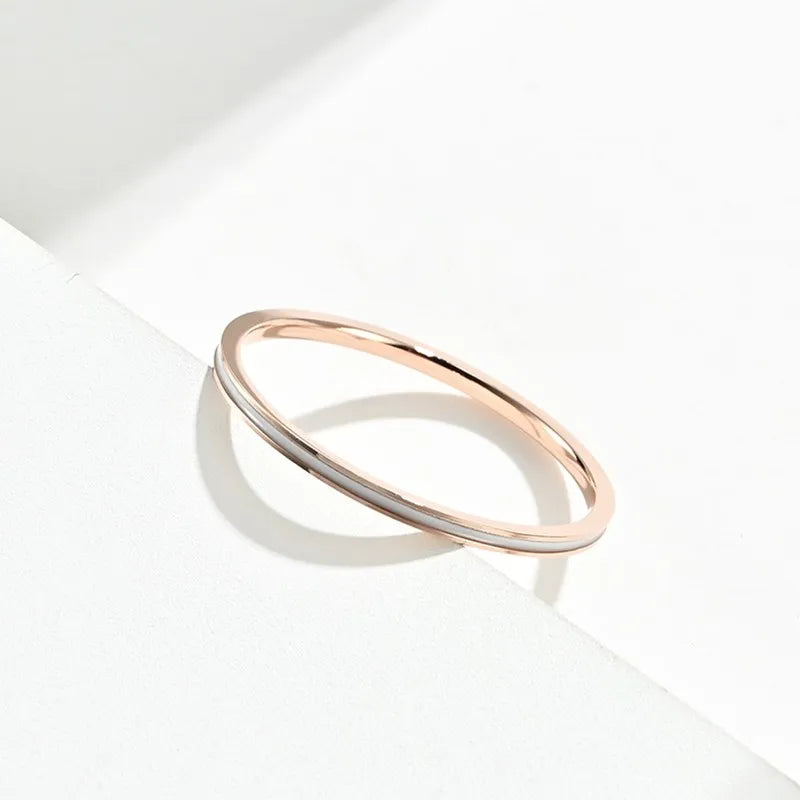 Thin Stackable Wedding Ring Set for Women - Enamel Stainless Steel, 1mm Wide