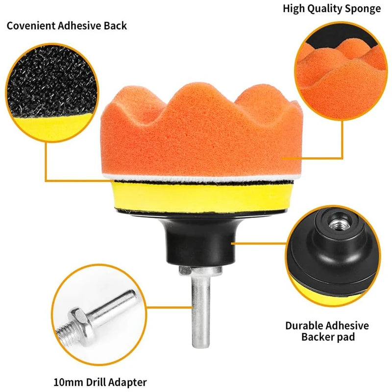 Car Polishing Sponge Buffer Kit - Foam Pads for Auto Wax & Scratch Removal