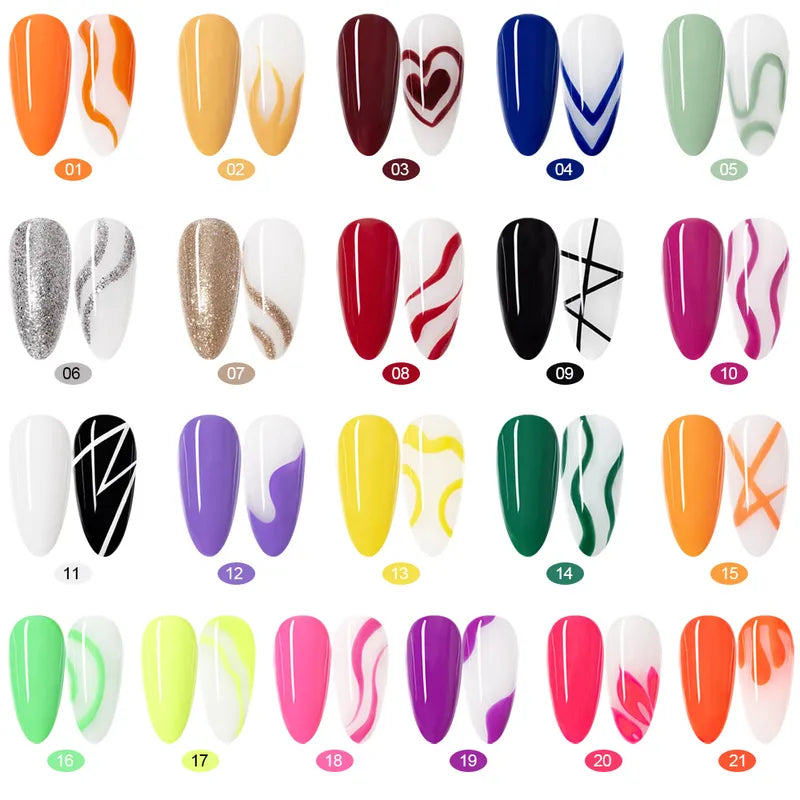 Nail Art Gel Kit with Glitter Colors - 8ml French & DIY Painting Gel for Manicure